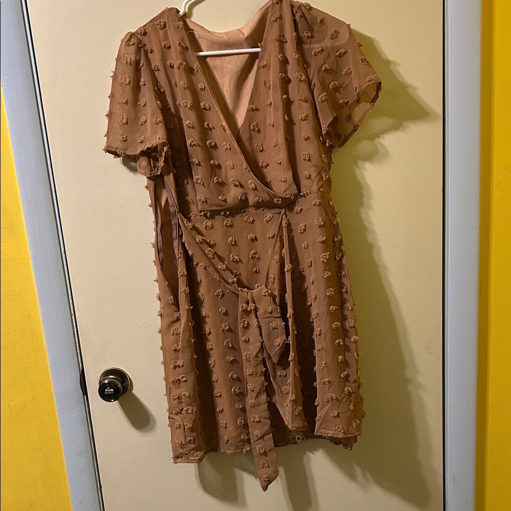 SHEIN Textured Tan Midi Dress